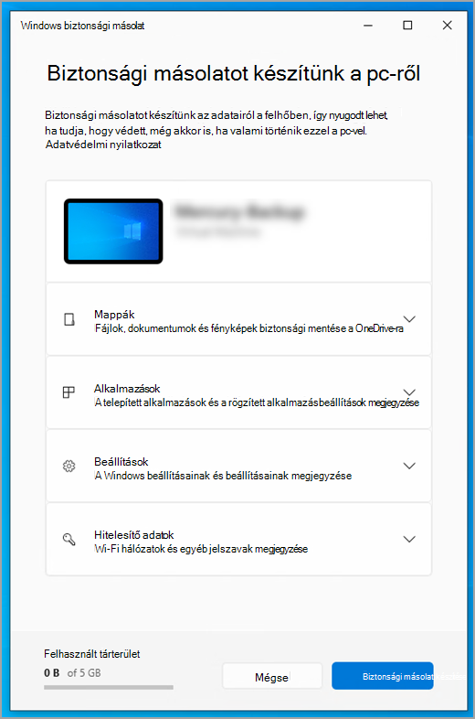 Windows biztonsági másolat Windows 10.