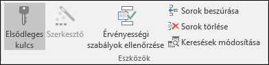 A Tervezés lap Eszközök csoportja