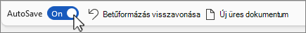A Gyorselérési eszköztár Automatikus mentés gombja