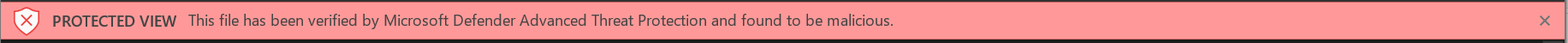 Screenshot of MDATP business bar if a file found to be malicious