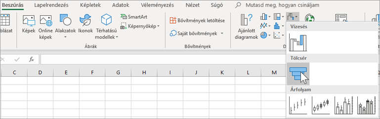 Tölcsérdiagram beszúrása