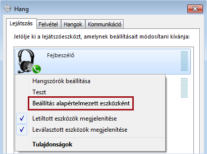 Eszköz beállítása alapértelmezettként a Windowsban