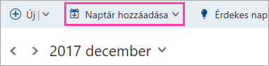 Képernyőkép a Naptár hozzáadása gombról