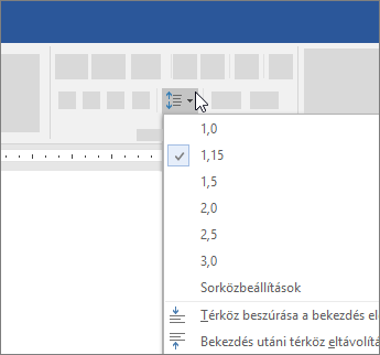 Sorközbeállítások a Bekezdés párbeszédpanelen