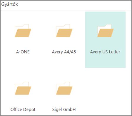 Képeslapsablonok adott képeslapgyártókhoz, például az Averyhez