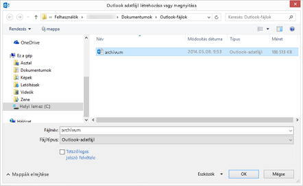 Válassza az „archívum” nevű fájlt.
