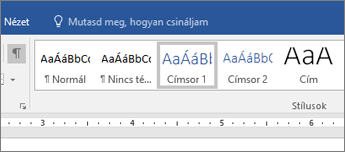 Képernyőkép a címsorstílus-beállításokról