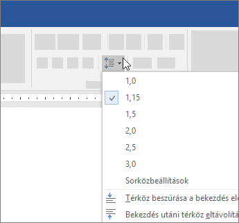 A sorköz módosításának beállításai a Wordben