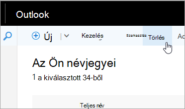 Az Outlook navigációs sávja alatt látható Törlés gomb képe.