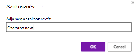 Adja meg az új szakasz nevét