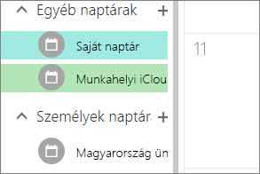 Az iCloud-naptár az Egyéb naptárak területen jelenik meg a Outlook webes használathoz