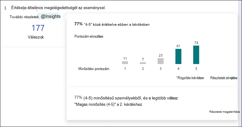 Elemzések Microsoft Forms Válaszok lapjának Válasz gombja