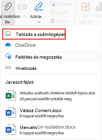 Tallózás a PC-ben az új Outlookhoz