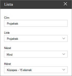 Lista kijelző beállításai