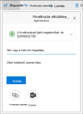 Fájl vagy mappa megosztása a OneDrive Vállalati verzió