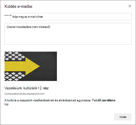 Képernyőkép a Hírbejegyzés küldése e-mailben lehetőségről.