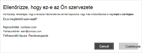 Ellenőrizze, hogy ez-e a szervezete ellenőrző képernyője