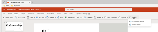 Videó beszúrása a PowerPoint Webből képernyőkép