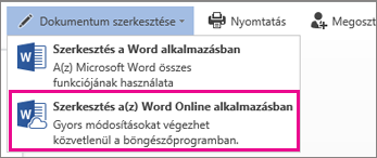 Szerkesztés a Word Online-ban