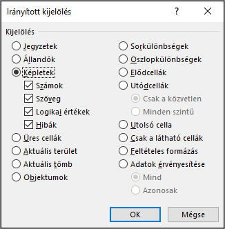 Irányított kijelölés párbeszédpanel