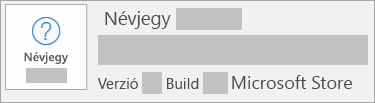 Képernyőkép, amely alapján a verzió és a build a Microsoft Store