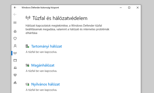 Tűzfal és hálózatvédelem a Windows biztonságban