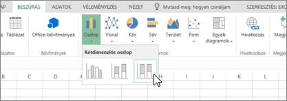 Beszúrás lap, Diagramok menü