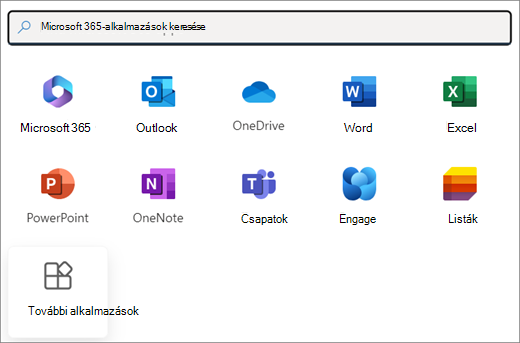 Microsoft 365-alkalmazások. Az utolsó csempe a További alkalmazások.