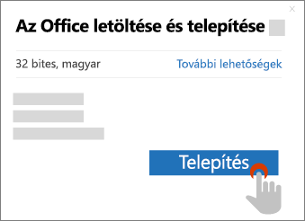 A Telepítés gombot mutatja az Office letöltése mezőben