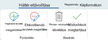 A háttér eltávolítási beállításaival megjelölheti egy kép adott területeit, hogy megtartsa vagy eltávolítsa azokat.