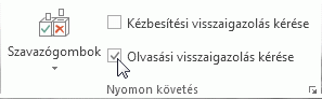 A menüszalag Olvasási visszaigazolás kérése parancsa