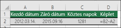 Dátumok közötti különbségek számítása
