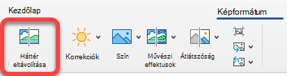 A Kép eltávolítása lehetőség az Office-appok Képformátum lapján található.