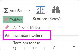 A formátum eltávolítása a Formátum törlése paranccsal