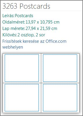 Sablonleírás egy Avery képeslapsablonhoz