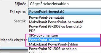 Mentés PowerPoint-sablonként
