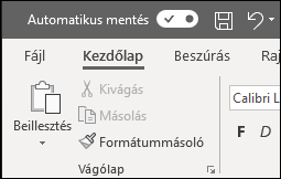 Az Automatikus mentés kapcsolója az Office-ban