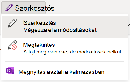 Képernyőkép a OneNote Osztályjegyzetfüzet szerkesztési módjáról.