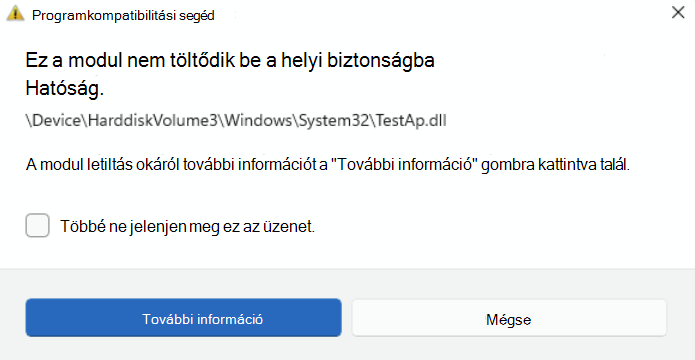 Riasztás akkor indul el, ha az LSA-védelem blokkolja egy fájl betöltését.