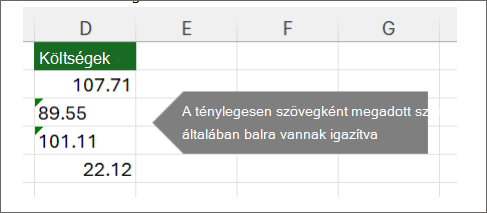 Váratlan eredményüzenet az Excelben.