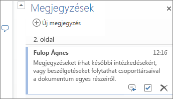 Csoportosított megjegyzések a Word Online alkalmazásban