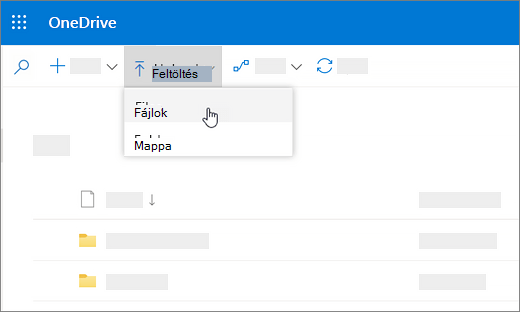 Képernyőkép, amelyen a Feltöltés van kijelölve