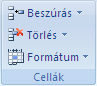 Az Excel menüszalagja