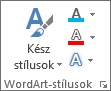 Csak ikonokat megjelenítő WordArt-stílusok csoport