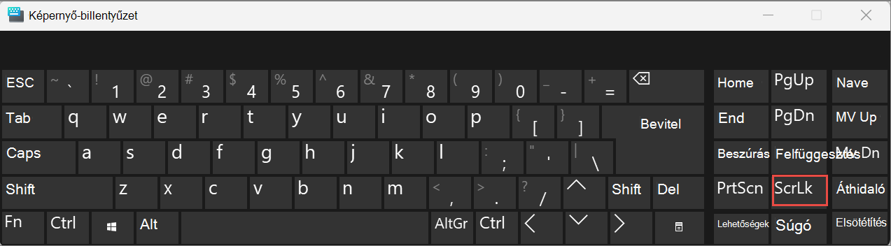 képernyő-billentyűzet Windows 11