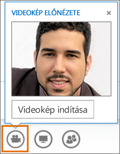 A Saját videokép indítása parancs az értekezletben a videokép előnézetével