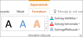 WordArt-stílusok csoport