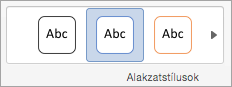 Az Alakzatstílusok csoport beállításai