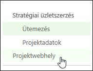 A Fontos rovatok sáv Projektwebhely hivatkozása