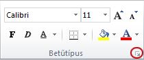 Párbeszédpanelt megnyitó ikon a Betűtípus csoportban
